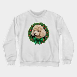 Poodle Dog in a Festive Wreath Frame Crewneck Sweatshirt